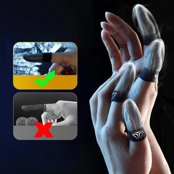 2 st Mobile Game Fingertop Handskar Svettsäkra Anti-halk Touch Screen Finger Sleeve Andas Gaming Fingertop Cover För Gamer 312-A