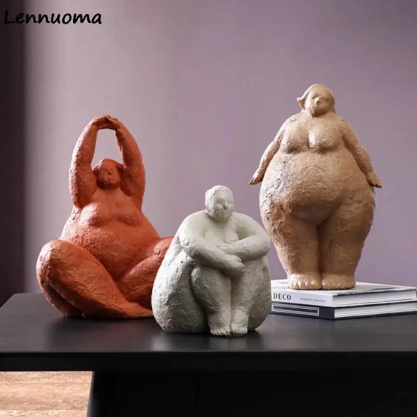 Lennuoma Skulpturer Grosses Femmes Abstrakt Fat Lady Figuriner Vintage Kvinna Staty Harts Hantverk Presenter Heminredning Figurer