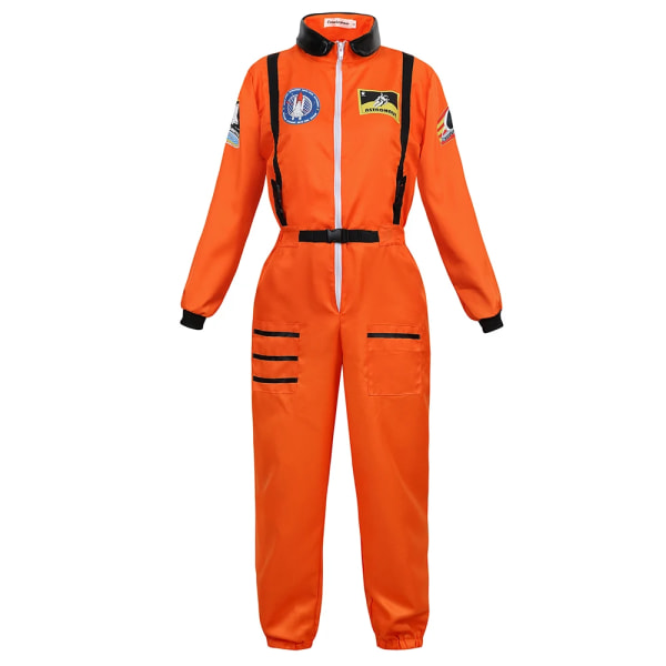 Astronautdräkt för kvinnor, män, rymddräkt, astronautkostym, flygdräkt för vuxen pilot med dragkedja, pardräkt women orange M