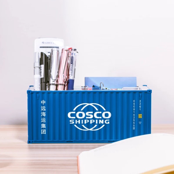 Simuleringsfraktcontainer, minileksaksmodell, logistik, multifunktions-dörrhållare, kontoret måste vara en gåva, personlig logotyp - fordonsleksaker Cosco 30 Pen Holder