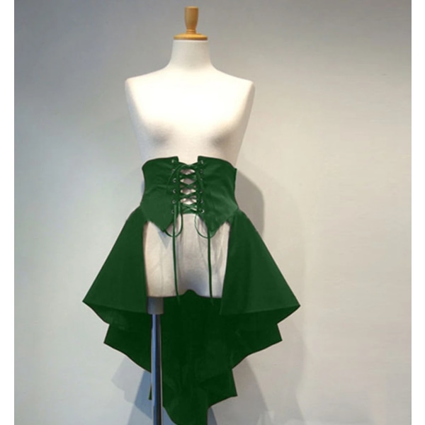 Viktoriansk burleskkjol Gotisk Steampunk-korsettdräkt Punk svart bustle-kjol green XXL
