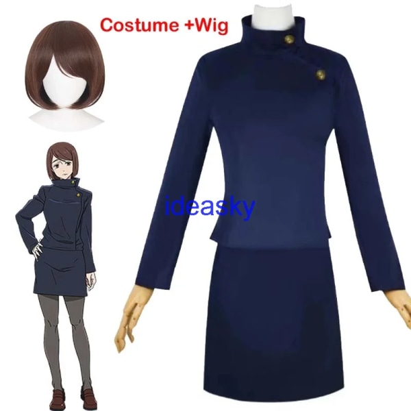 jujutsu kaisen säsong 2 cosplay shoko ieiri jujutsu kaisen jjk Peruk skor outfit Kostym Dam Flickor Toppkjol Skoluniform Blue  Costume Wig M