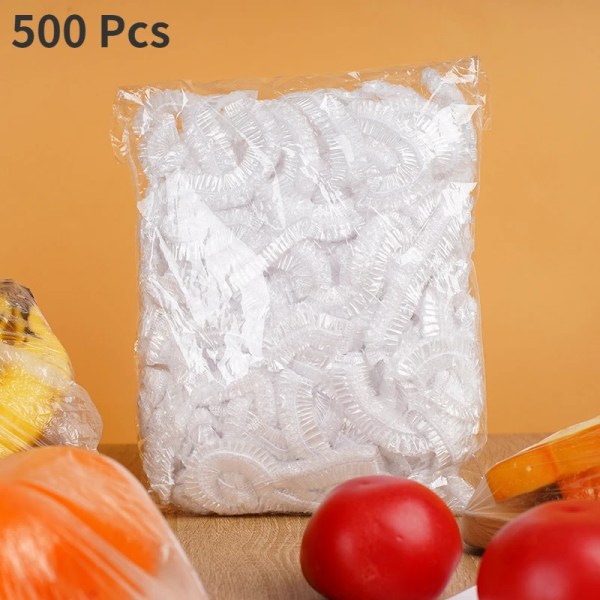 1000 st Saran Wrap Cover Livsmedelskvalitet Frukt Grönsaksförvaringspåse Elastisk plastpåse Köksfräsch påse 500pcs