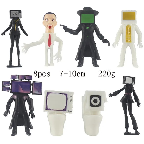 PVC Skibidi Toalett Man Kamerafigur Modell Bildskärm Man Anime Action & Toy Figurer Set pojkar