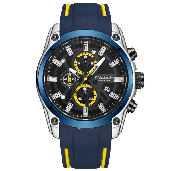 MEGIR Herrklockor Toppmärke Lyx Sport Militär Armbandsur Chronograph Luminous Date Quartz Moda Watch Läder Manklocka Blue