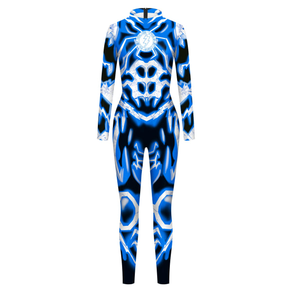 Zawaland Halloween Party Printed Spandex Elastisk Zentai skeleton Body Jumpsuit Cosplay Kostym Catsuit B142-149 S