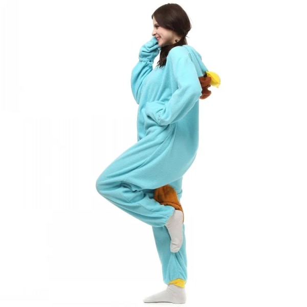 Unisex Perry The Platypus Kostymer Jumpsuit Monster Cosplay Pyjamas Vuxen Pyjamas Djur Sovkläder Rolig vinter Jumpsuit Grey penguin XL