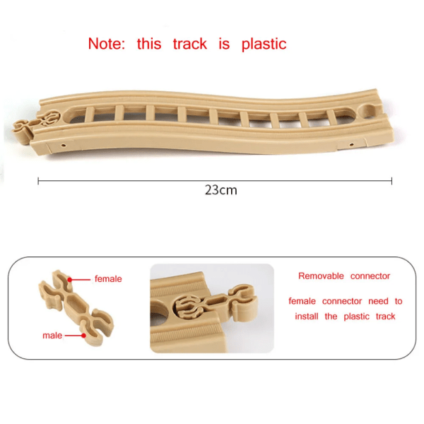 Tågskenastillbehör med alla typer av delar som en bro, i bokträ, lämplig för leksaker från Biro - Fordonsleksaker Big Curve Track