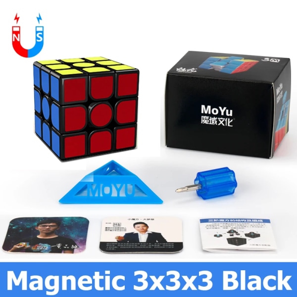 MoYu 4x4 3x3 5x5 Professional Magic Cube 4x4x4 3x3x3 Ungerska 4x4 3x3 4*4 Toy Speed ​​Pussel Cubo Magico Magnetic 3x3x3 Black