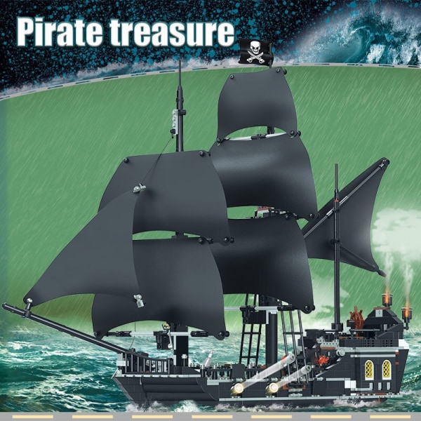 Black Pearl Ship Pirate Ships Kompatibel 4184 4195 Karibisk modell Byggstenar Tegel Leksaker för barn Födelsedag Julklappar Black Pearl
