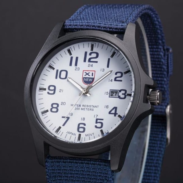 Utomhus Män Date Rostfritt stål Militärsport Analog Quartz Army Army Watch Mode Quartz Armbandsur Klockor för män Blue