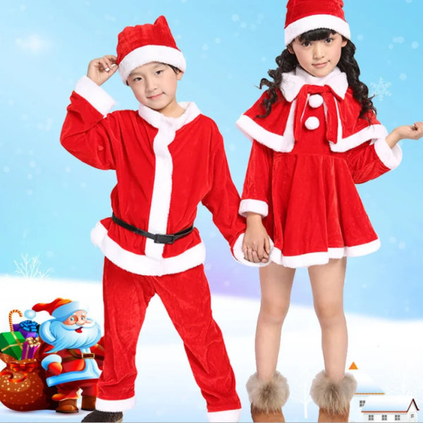 Baby Pojke/Flicka Jultomte Jultomte Far Jul Kostym Kostym Barn Nyår Barnkläder Klänning Set Toddler Flicka Girl 100cm