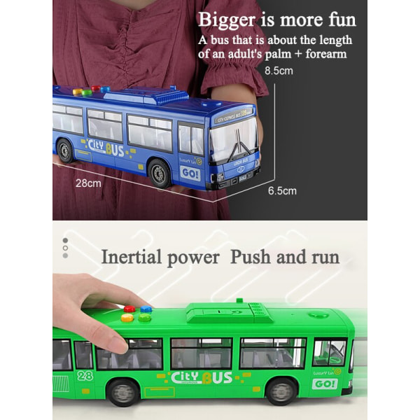 Stor buss för barn 3 och 6 år, högkvalitativ leksak, fallbeständig, outtrycklig simulering Blue with 7 Gifts