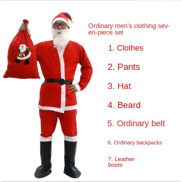 Jultomten Cosplay Kostymer Hatt Skäggbälte Män Guld Sammet Material Finklänning Julkappe för kvinnor Kostym God Jul Regular style B