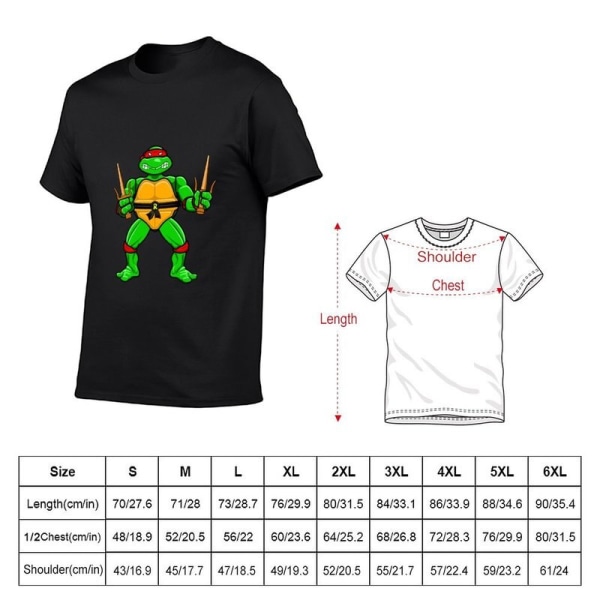 80-talet Raphael Action Figure T-shirt koreansk mode vanlig t-shirt pojkar print skjorta överdimensionerade t-shirts för män Army Green S