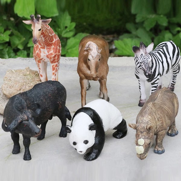 Vilda djur Elefant Lejon Graffe Brunbjörn Actionfigurer Simulering Vilda djur Sika Hjort Flodhäst Zebra Krokodilfigurer Barnleksak