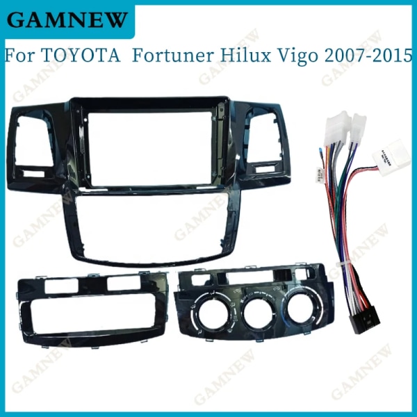 9 tums bilram fasciaadapter för Toyota Fortuner Hilux Vigo 2007-2015 Android Radio Dash monteringspanel kit Black AT with Cable