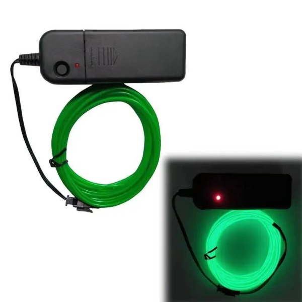 Glow EL Wire Kabel LED Neon Fest Gör-det-själv Kostym Kläder Lysande Bil Ljus Rave 2m/3m/5m-grön green 5m length