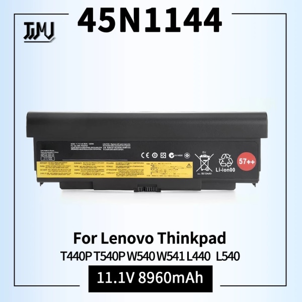 Laptop batteri 45N1144 45N1145 57Wh för Lenovo ThinkPad T440P T540P W540 W541 L440 L540 445N1152 45N1148 45N1150 45N1160 57+ 45N1144 11.1V 98Wh