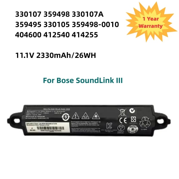 Laptopbatteri 359498 För Bose SoundLink III 330107A 359495 330105 412540 För Bose soundlink Bluetooth högtalare II 404600 11,1V 2330mAh