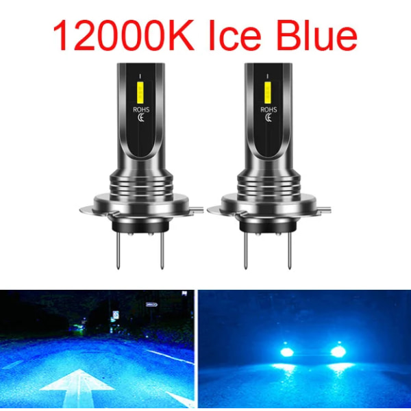 12000K Ice Blue-2st LED Turbo ZES Bilstrålkastare H4 H7 H1 H3 H8 H9 H11 9005 HB3 9006 HB4 80W 12000LM Auto Dimljus 12V 24V Canbus Strålkastare 12000K Ice Blue H16