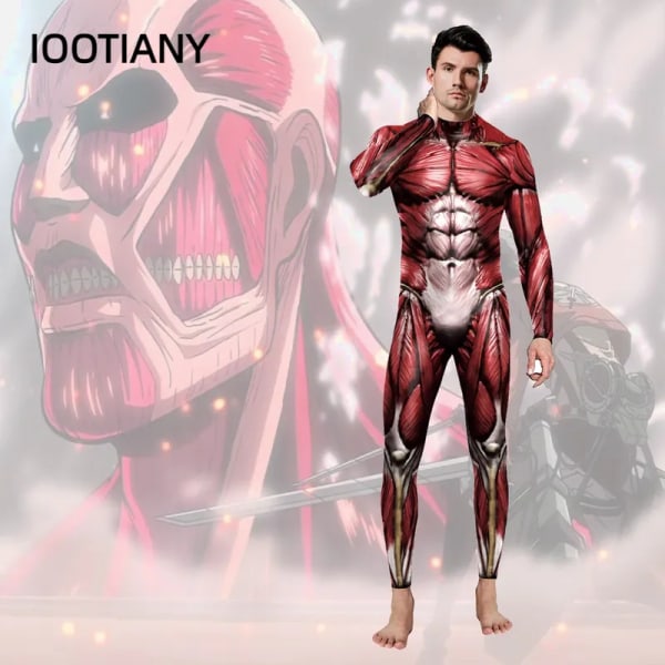 Unisex långärmade skinny jumpsuits Attack On Titan Anime Cosplay Kostymer Mode 3D Print Vuxen Elastiska Zentai Suits Bodysuits B142-273 S