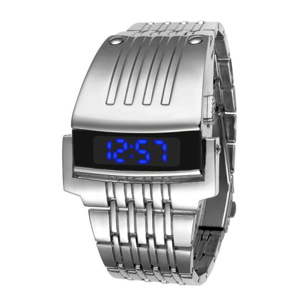 Unika Iron Man -klockor i rostfritt stål Digital LED Lyx Militär Watch Mode Topp Ny design manlig klocka sliver blue light