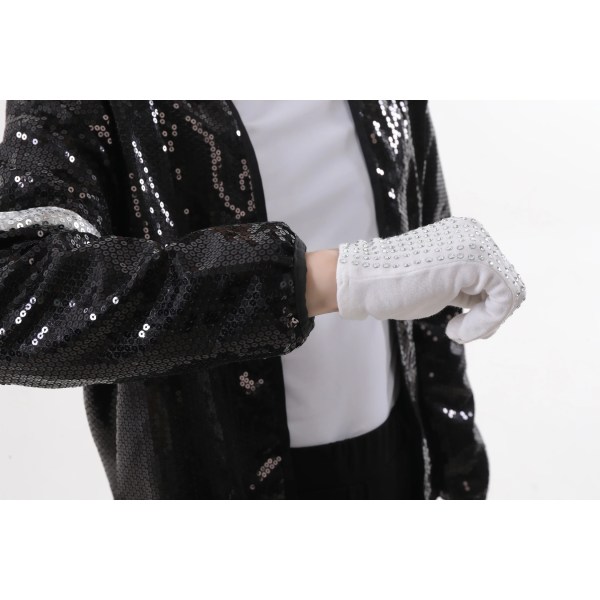 Professionell! 5 st Michael Jackson Billie Jean Cospplay Herr Barn Halloween kostym MJ Jacka+byxa+strumpor+handske+hatt 15t