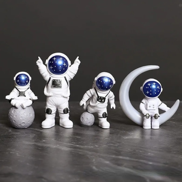 4 st Astronautfigur Staty Staty Spaceman Skulptur Pedagogisk leksak Skrivbord Heminredning Astronautmodell För barn Present