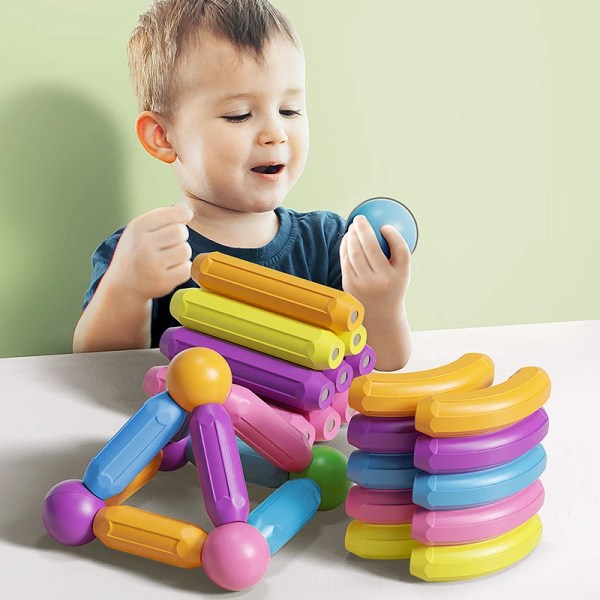 8/188 st Magnetiska set för barn Byggklossar Montessori Baby magnetpinnar Montering DIY pedagogiska leksaker Julpresent 15 pcs