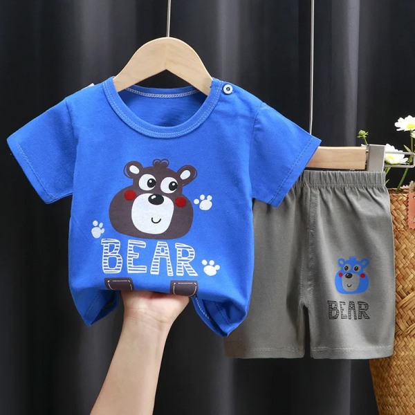 Märke Bomull Baby Fritidssport Pojke T-shirt + shorts Set Toddler Baby 21 6 to 1y 80