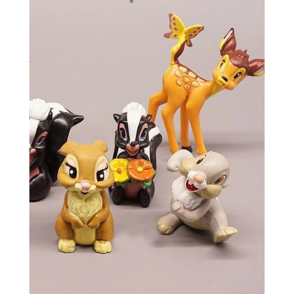 7st Tecknad Bambi Hjortleksaker PVC Actionfigurer Kaninfigur Ekorremodell Anime Dockor Julklappar till barn