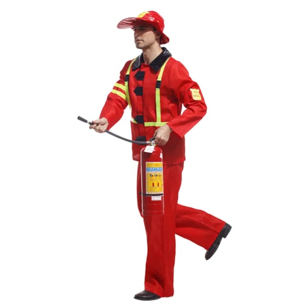 Fancy Vuxen Brandmanskostym Halloween Cosplay Karneval Brandman Branddräkt Män Rollspel Festkläder Rolig Brandman Fireman S