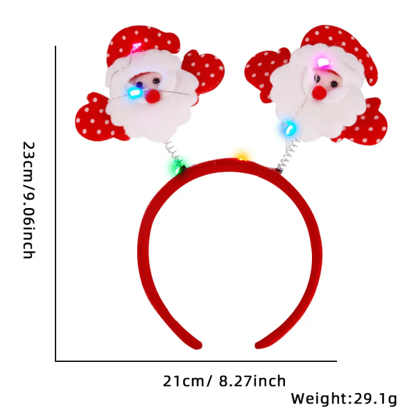 Juldekorationer för hem snögubbe julgran båge rådjur horn pannband med ljus flicka barn part pannband 9