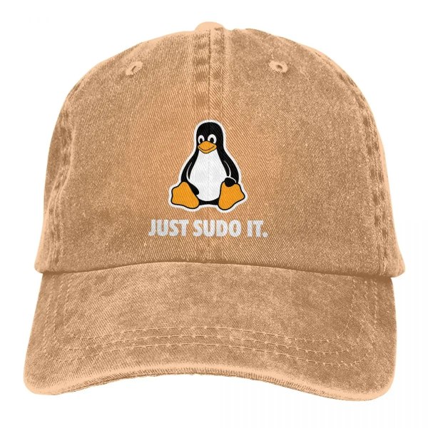 Just Sudo It Basebollkeps för Män Kepsar Kvinnor Solskydd Snapback Linux Khaki