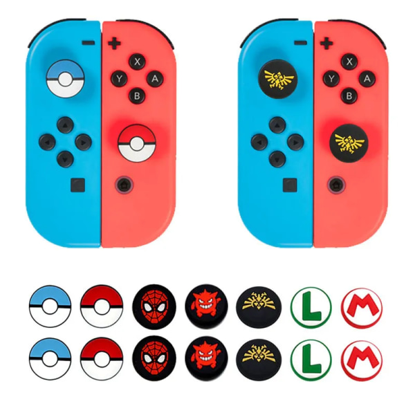 8 st/lot Silikon tumspakslock Grip Analog joysticklock för NS Switch OLED Joy Con Controller, Switch Lite speltillbehör B