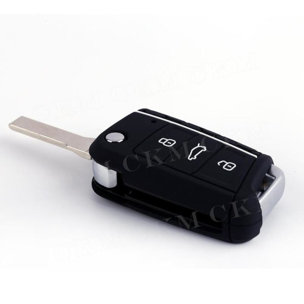 Bara skydd av silikon bilnyckel till Volkswagen, biltillbehör, nyckelfodral, 3 knappar, fjärrkontroll, VW Golf 7 MK7 Black