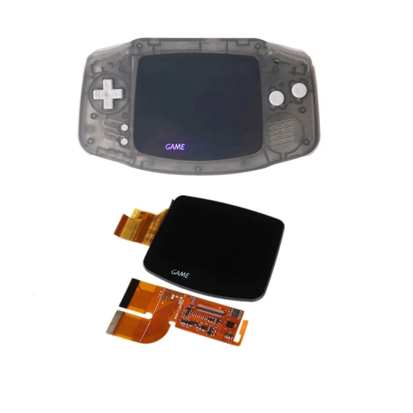 För Game Boy Advance Nintend 3,0 tums IPS AGB LAMINERAD KIT Bakgrundsbelysning Tillbehörssatser Ljusstyrka Justera med skal 3.0 clear black