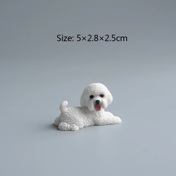 Lovely Animal Resin Simulering Pudel Hundar Figurine Mini Ornament Heminredning Barnleksaker Valp Modell Tillbehör Action Figur Present
