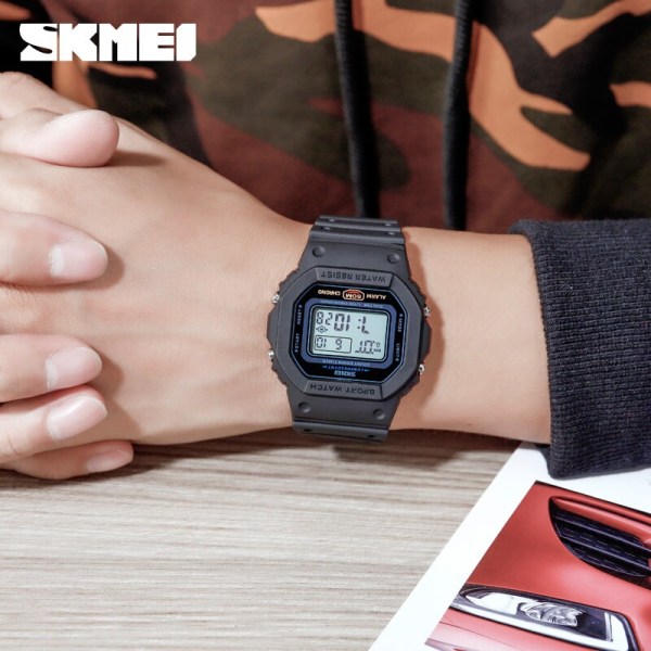 SKMEI 1628 Outdoor Military Digital Watch Herr Mode Retro Man Klockor 2 Time Sport Vattentät Herr Armbandsur reloj hombre Black white