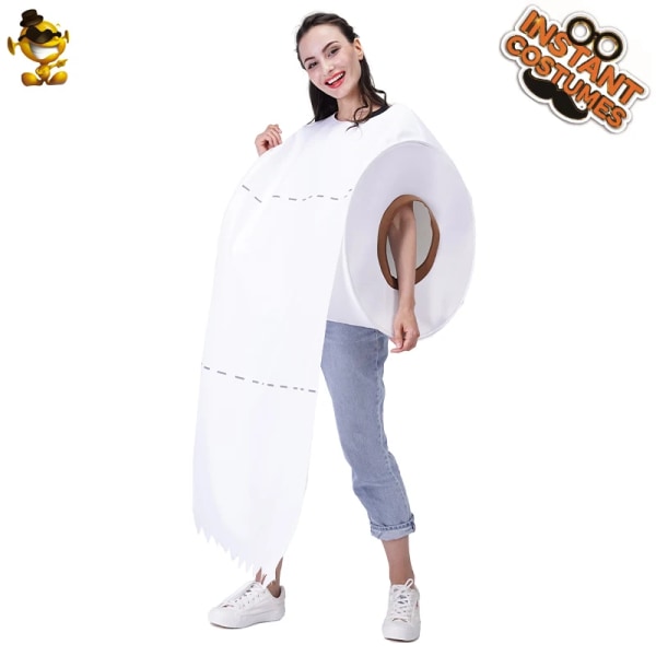 Toalettpappersdräkt för vuxen Purim Kostym Rollspel Tunika Rolig Jumpsuit Män Kvinnor Klä upp DD677 One Size