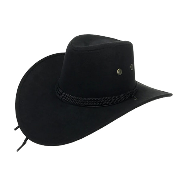 Cowboyhatt för män vårsommar mockamössor för skugga utomhusridning Enfärgad högkvalitativ västerländsk cowgirlhatt Bk