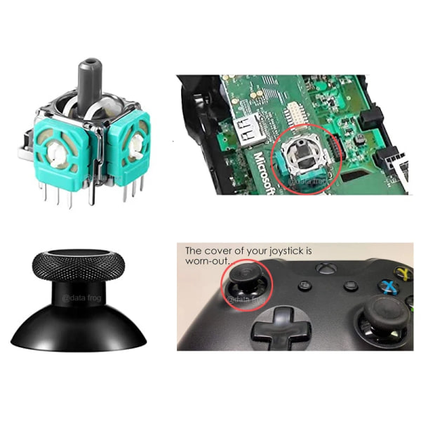 DATA ROG Ersättning 3D Analog Stick Sensor Modul Thumb Stick För XBox One Slim LB RB Bumpers Button Controller Tillbehör Set B