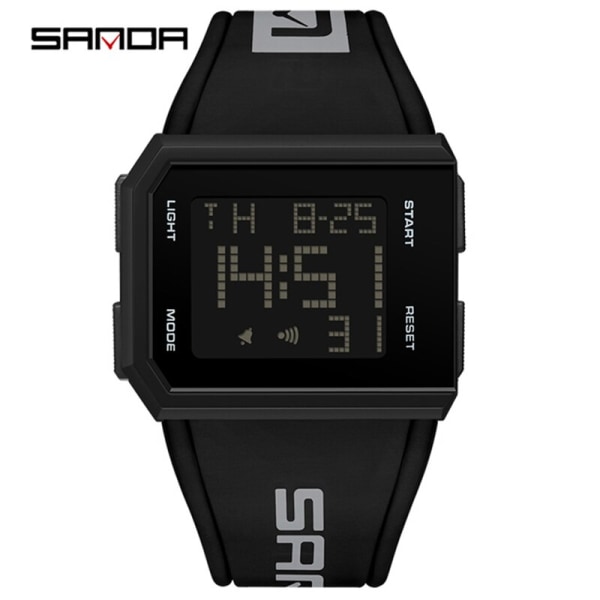SANDA 9003 New Fashion herrklockor 50M vattentät watch för män LED Elektroniska digitala armbandsur Relogio Masculino ALL BLACK
