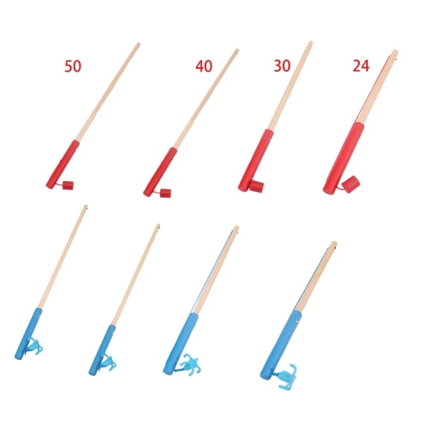 Högkvalitativa magnetiska fiskespö i trä Leksaker för barn Fiskespelstillbehör 54DA Red-50
