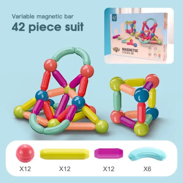 64 STK Stor storlek Montering av magnetiska byggstenar Barn Variation Magnetiska leksakstegelstenar Insättningsstång Barn Leksaker för tidig utbildning Dark Khaki