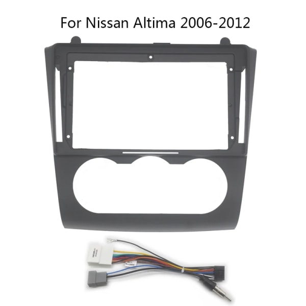 9 tums bilradio fascia för Nissan Altima 2006 2007 2008 2009 2010 2011 2012 ljudspelare installationsram monteringssats Auto AC Fascia and Cable