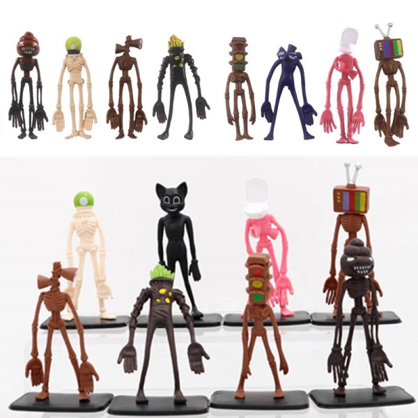 8st/ set Kreativ Anime Scp Siren Huvud Figur Skräckleksak Sirenhuvud Modell Docka Skulptur Skrämmande samlarobjekt Barnspel Presenter 8pcs set-A