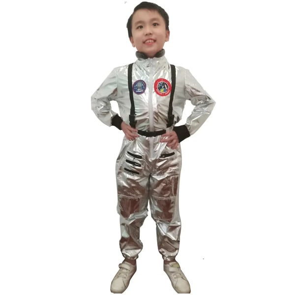 Halloween Vuxna Barn Astronautkostym Silver Spaceman Män Kvinnor Rymddräkt Halloween Familjefest Klä upp Födelsedagspresent child M