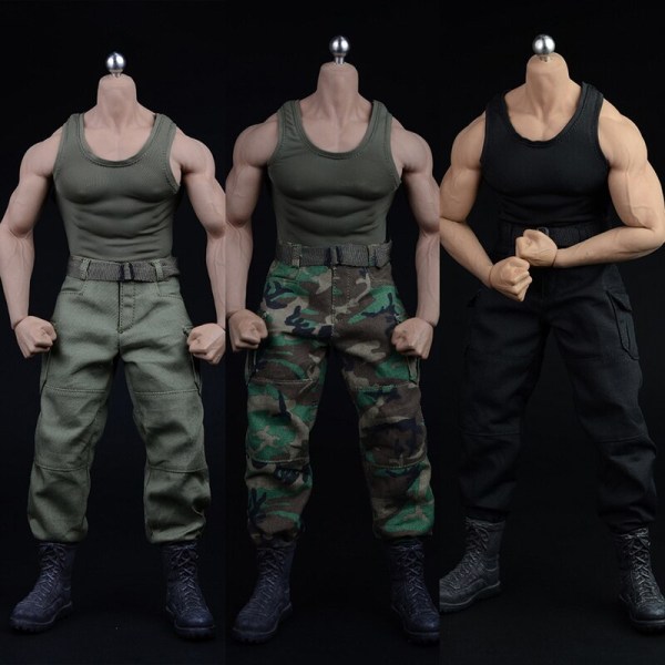 XM01 1/6 Muscle Man Soldat Kläder Väst Byxor Stövlar Träningsscen Tillbehör Passform 12'' PH TBL M34 Action Figure Fans DIY XM01A